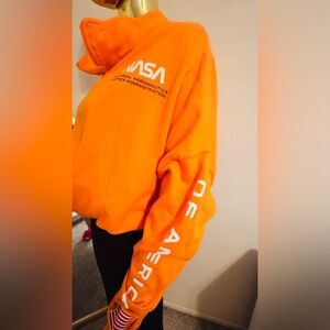 Chemistry NASA Graphic Orange Zip Pullover Sweatshirt, Size L